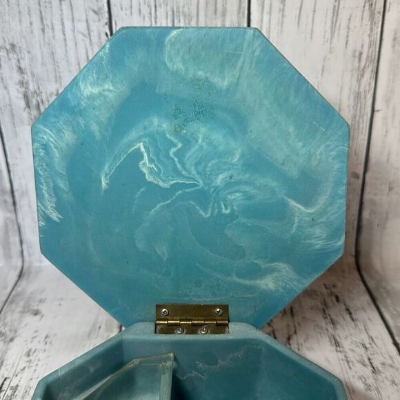 Vintage Blue Butterfly Soapstone Octagon Trinket Box Design Gifts International - Picture 6 of 9